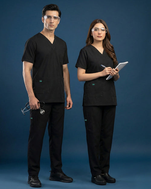 Black Scrub Suit – Unisex Medical Uniform