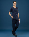 Women’s Classic V-Neck Scrub Set — Navy Blue Scrub