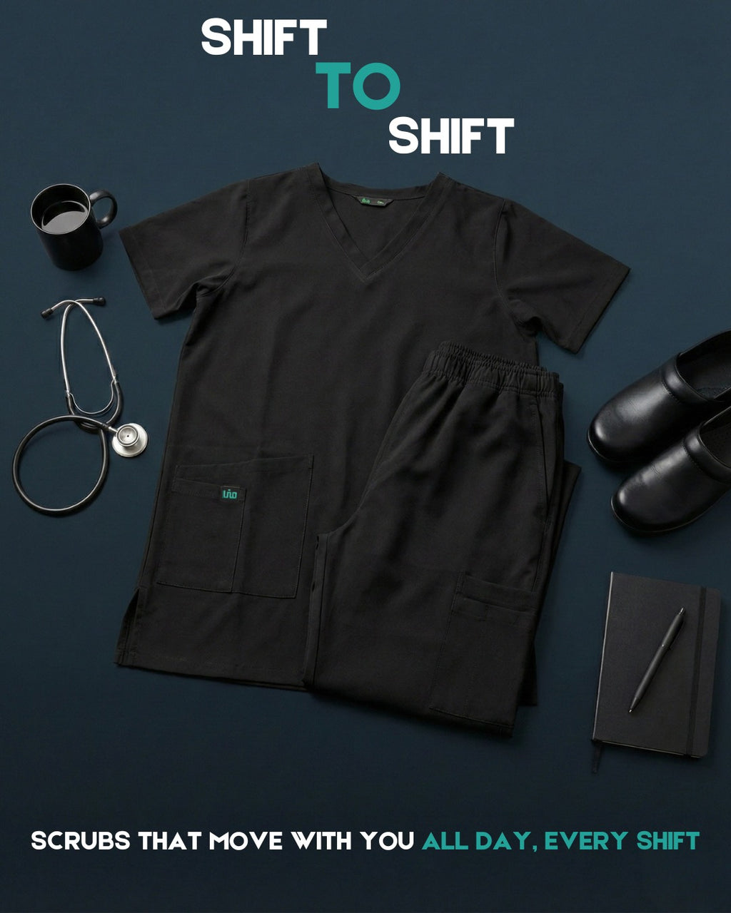 Black Scrub Suit – Shift to Shift Comfort