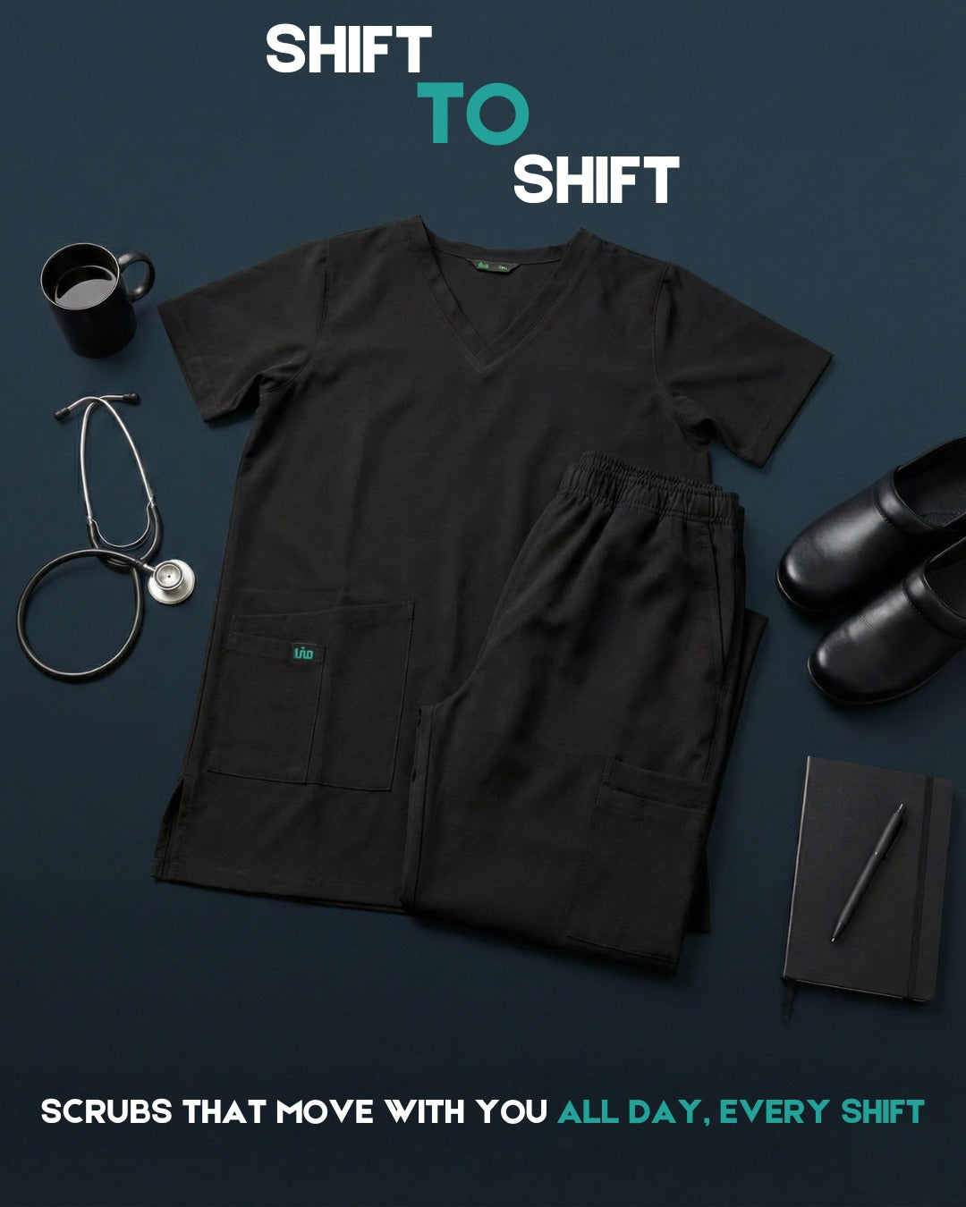 Black Scrub Suit – Shift to Shift Comfort