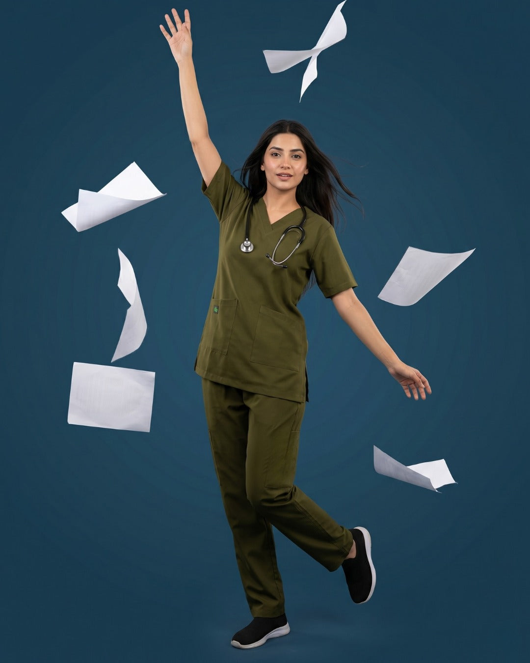 Olive Green Scrub Suit – Unisex Medical Uniform