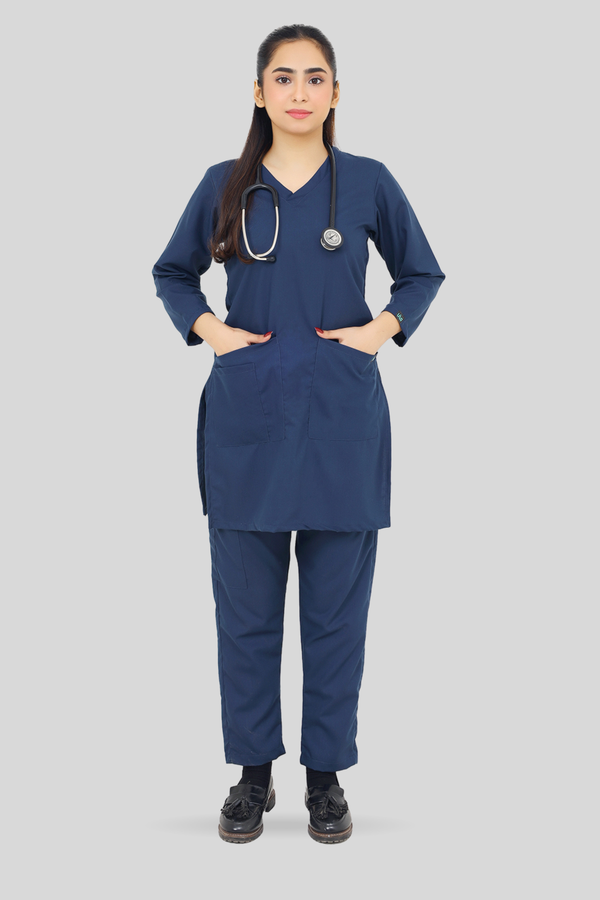 Women Navy Blue Scrub - Cowl V Neck