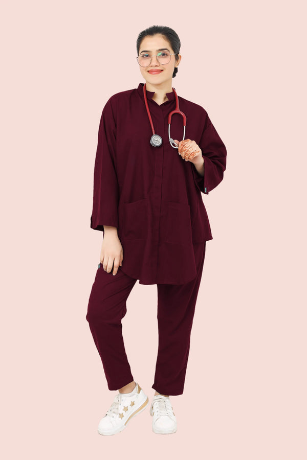 Women Scrub Maroon - Frock Style